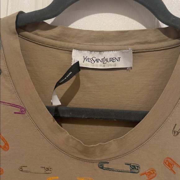Vintage Yves Saint Laurent Safety Pin Print Top Y2K Made in Italy YSL Graphic - Picture 3 of 9